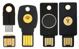 USB Security Key Examples with Yubico Yubikey and Feitian Security Keys displayed